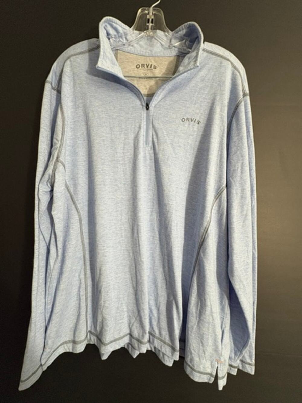 Orvis DriCast Light Blue Heather 1/4 Zip Performance Pullover Men's XL